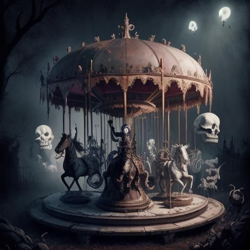 Gothic Carnival of Nightmares: A Dark Fantasy Painting