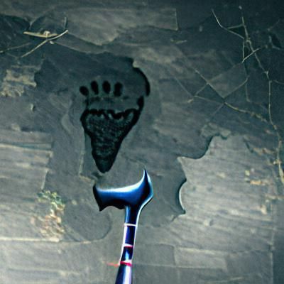 Dark footprint scary axe