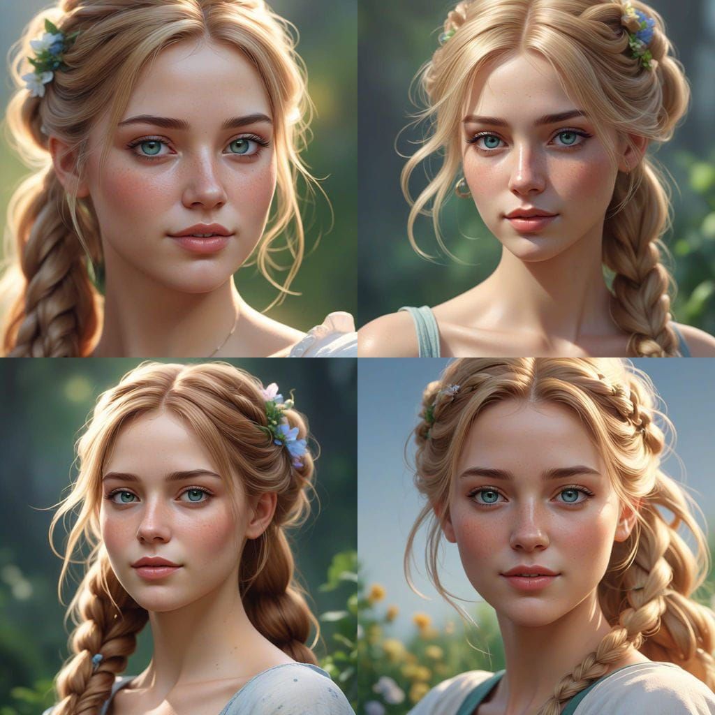 Pretty Woman with Freckles and Flowing Blonde Hair