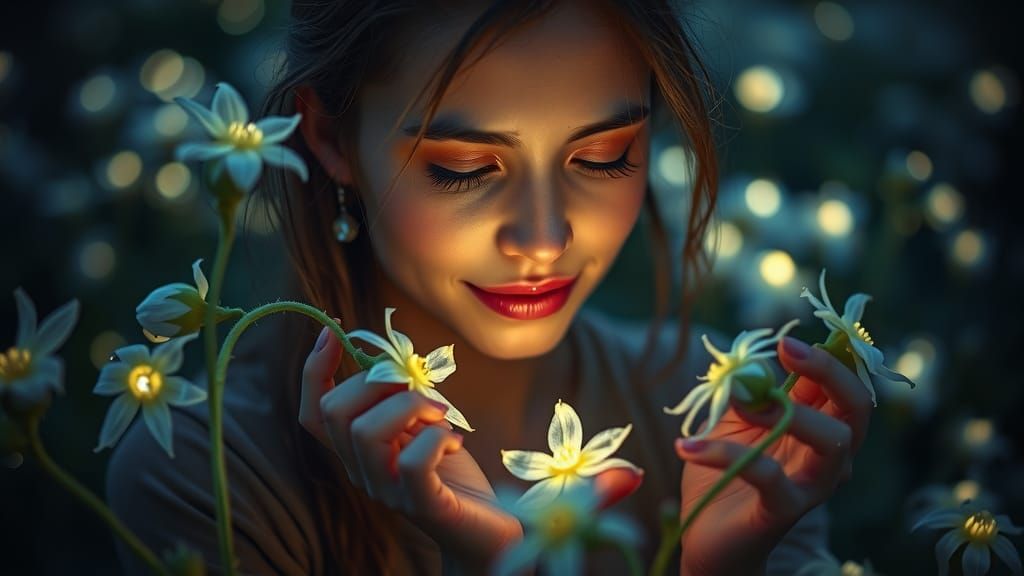 Moonlight Gardener Nurturing Starflowers