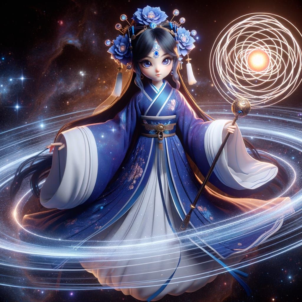 Chinese Pulsar Goddess in Classical Animation Style