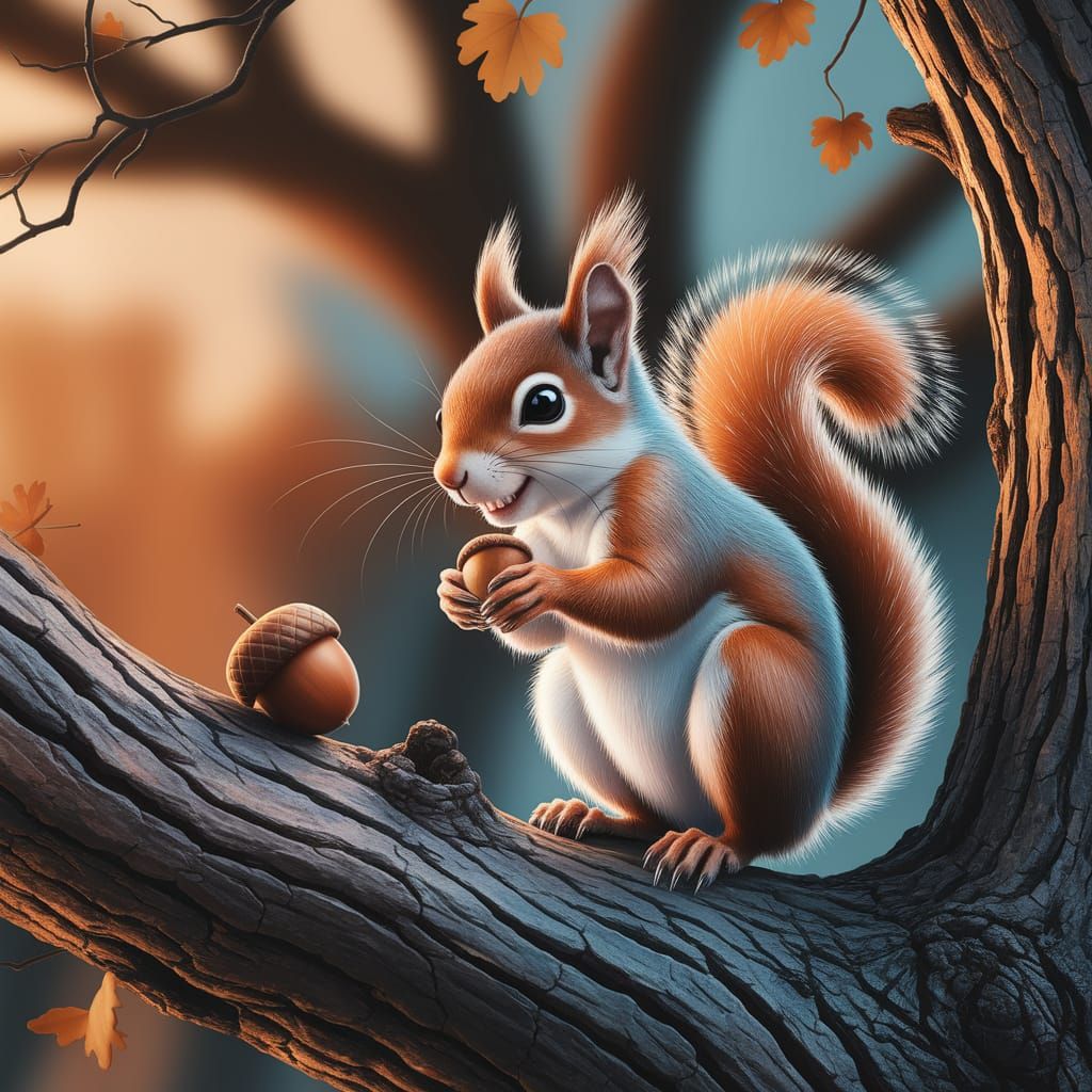 Mischievous Squirrel in Abstract Art Style