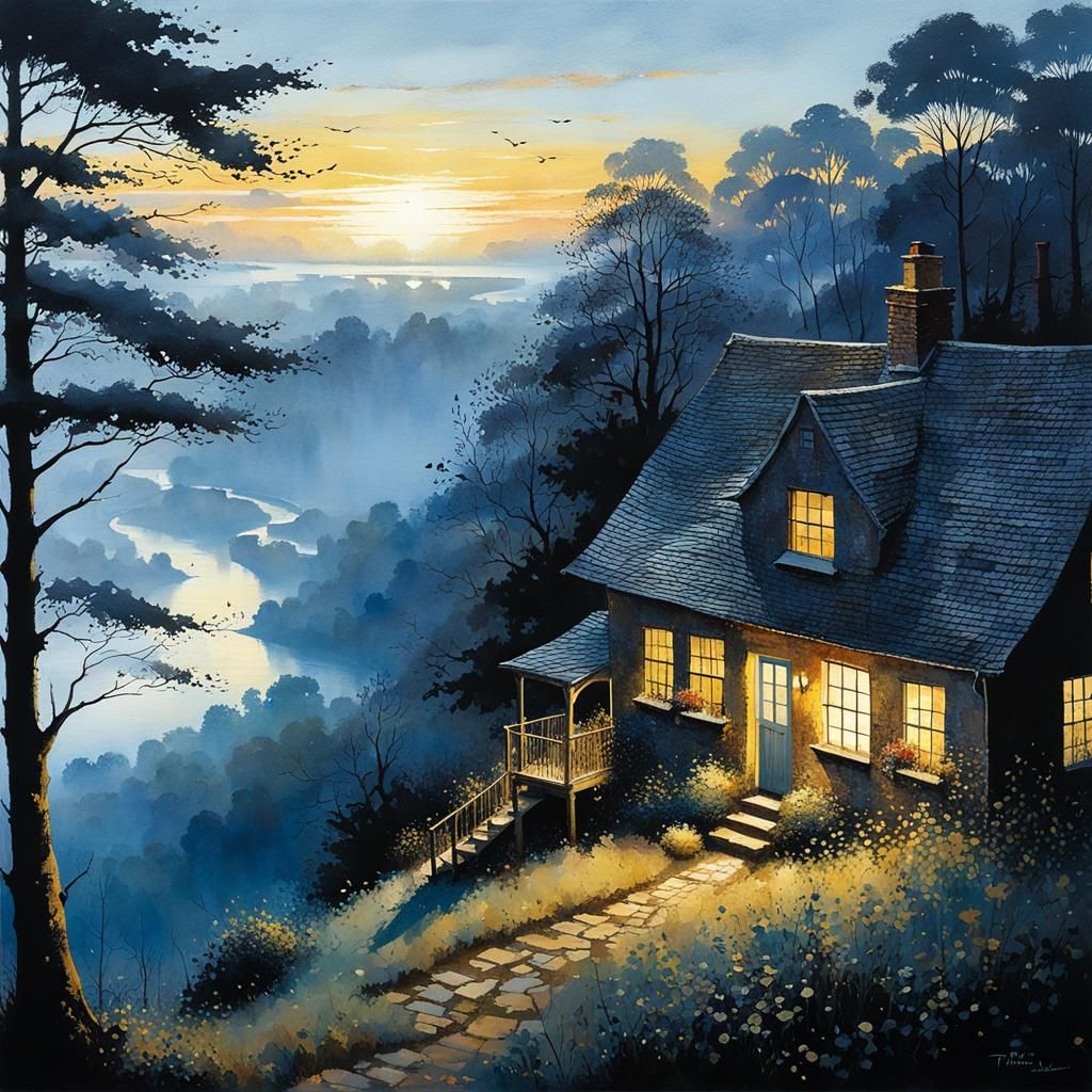 Night to Day Watercolor Painting