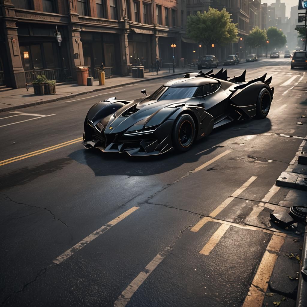 Batman and Batmobile in Cinematic 3D Render