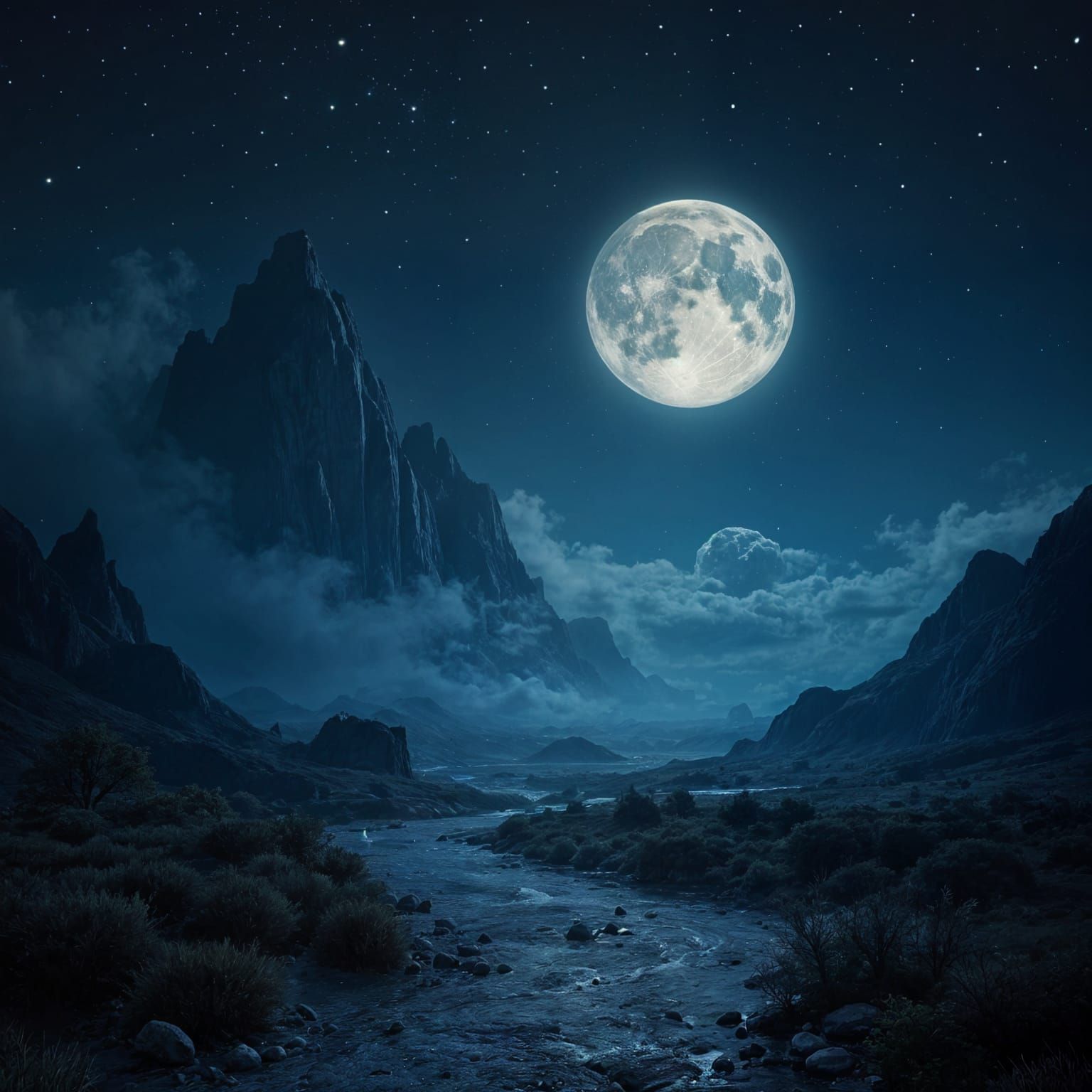 Vibrant Night Scene in Realistic Style