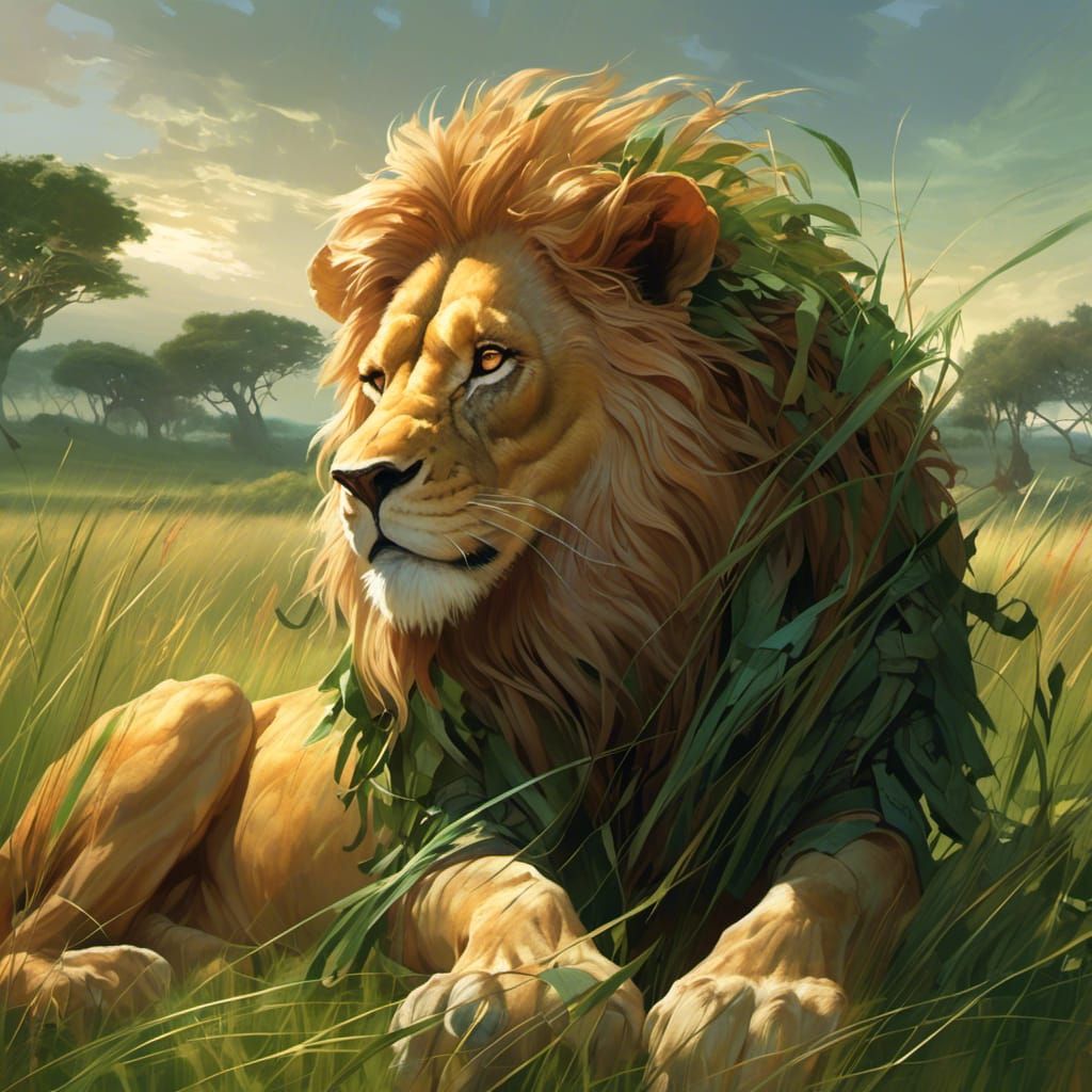 Majestic Lion in Savannah Sunrise