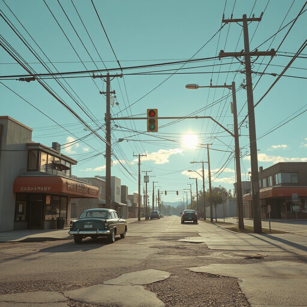 Nostalgic Vintage Daylight Scene in 3D Anime Style