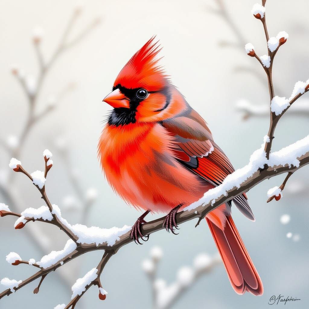 Cardinal in Winter: A Delicate Watercolor Illustration