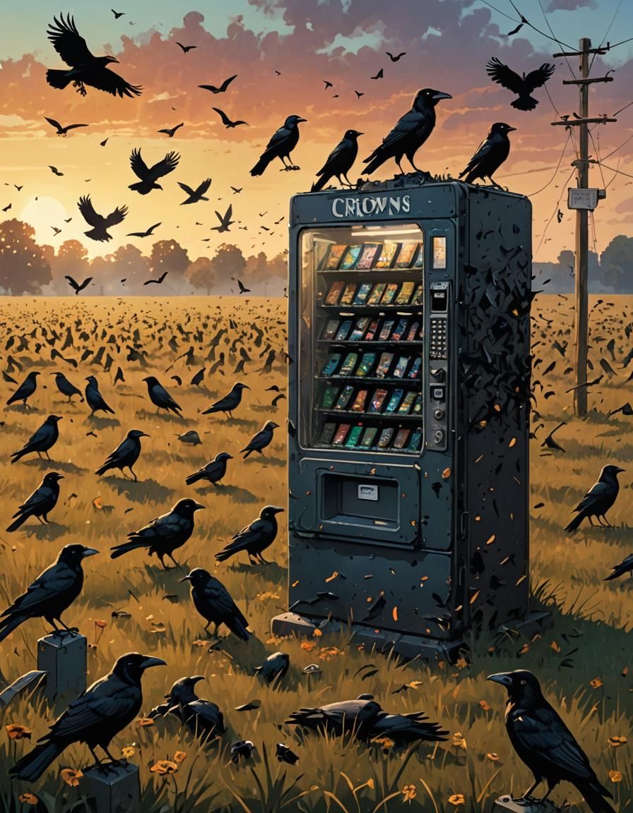 Crows Discover Treasures in Surreal Vending Machine