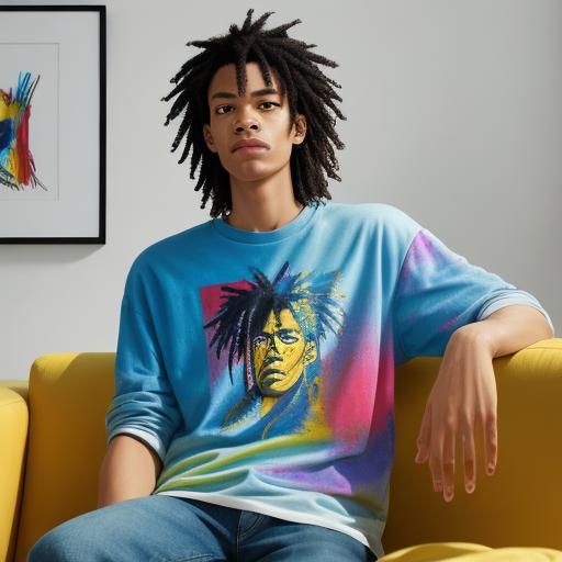 Vibrant Portrait Painting Inspired by Basquiat