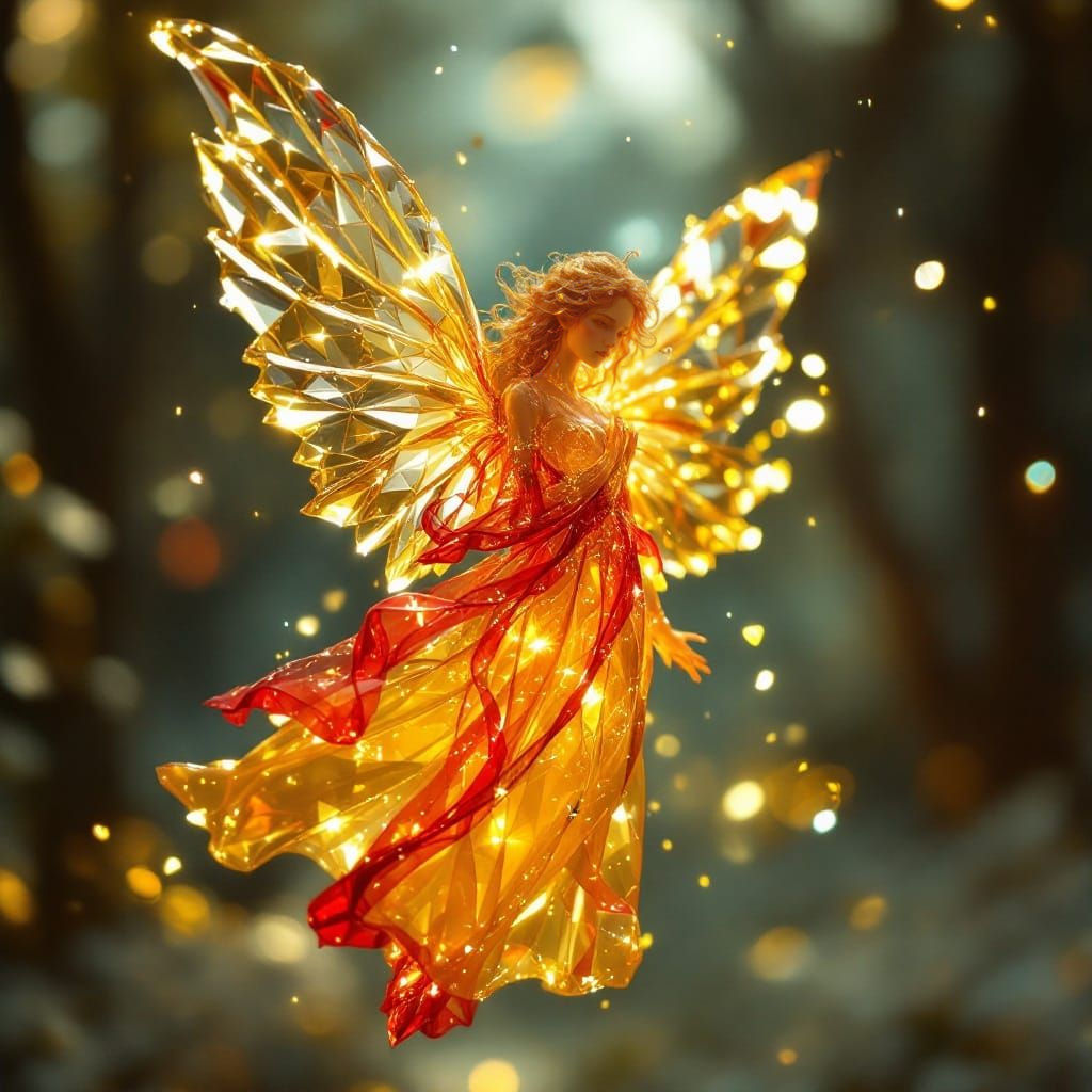 Glass Angel with Ethereal Glow