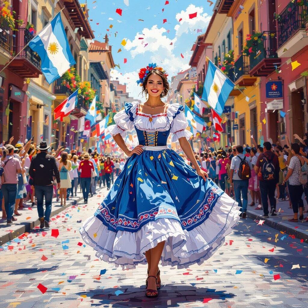 Argentine Independence Day Celebration in Latin American Sty...