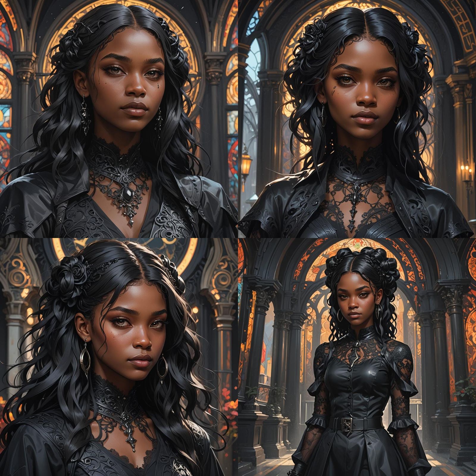 Gothic Teenage Girl Portrait in Hyperdetailed Style