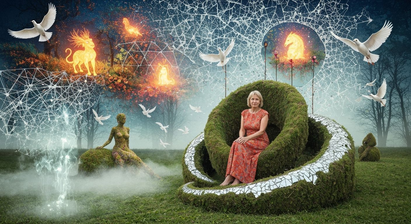 Surreal Sculpture Collage with Mythical Creatures