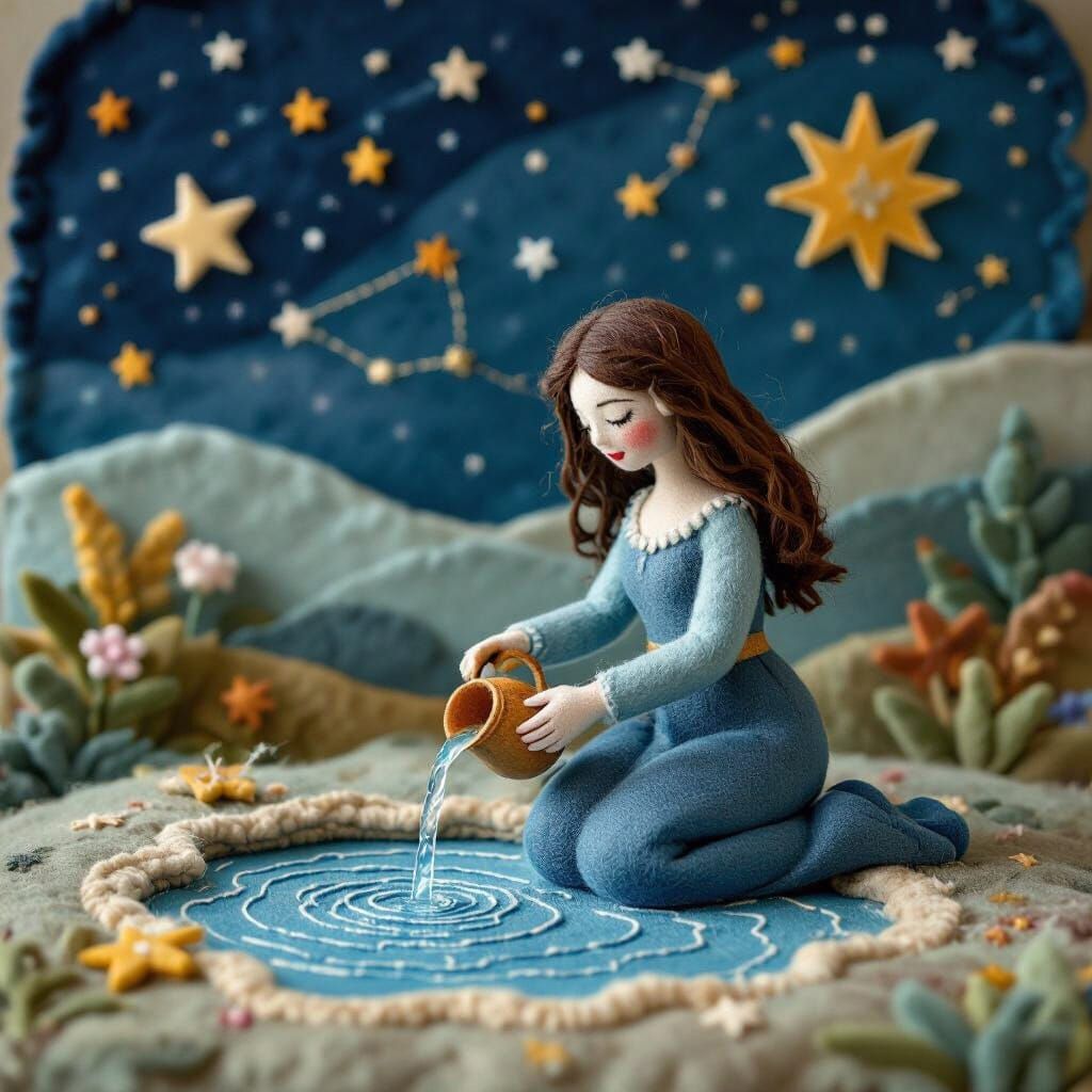 Felted Tarot Card: The Star, a Whimsical Illustration
