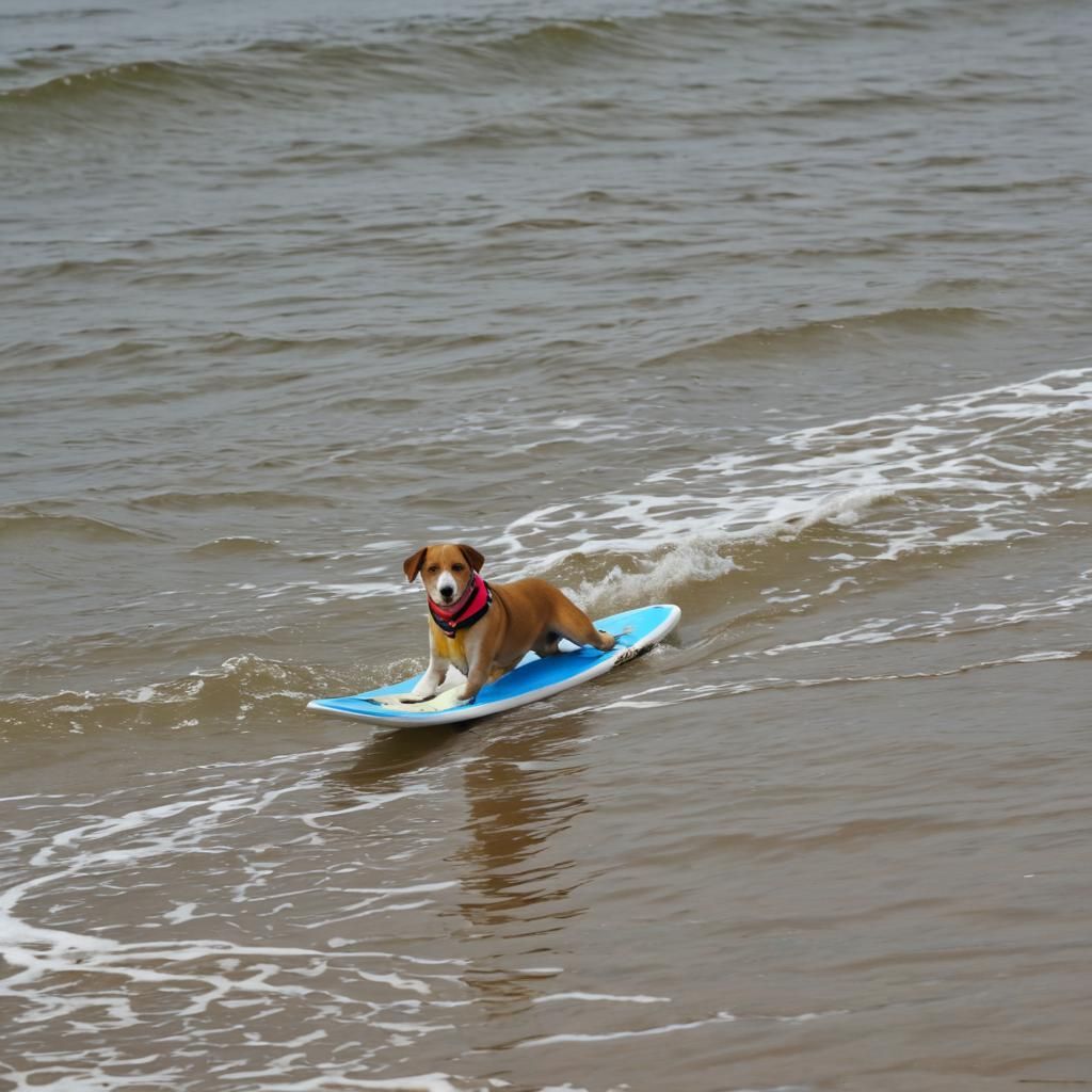 Surfing Canine in Perfect Harmony with the Ocean