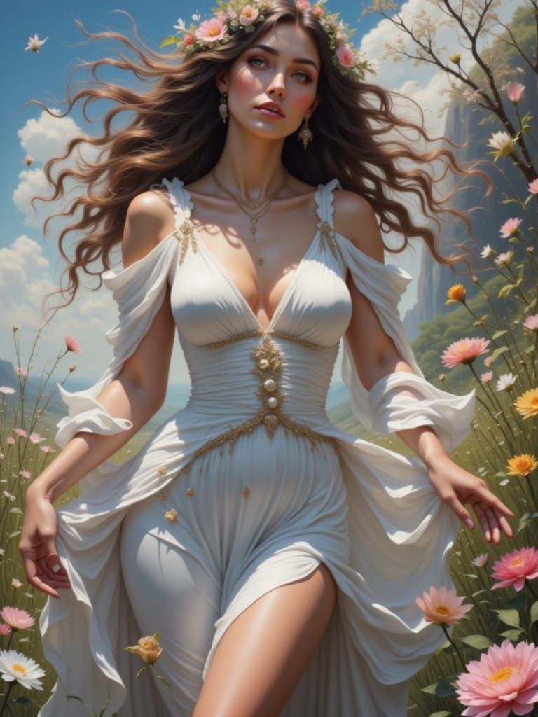 Summer Goddess in Hyperrealistic Digital Painting