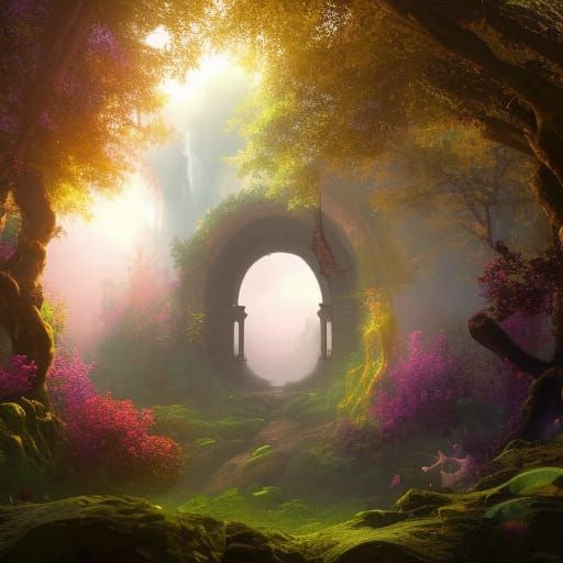 Enchanted Forest Portal: Detailed Fantasy Concept Art