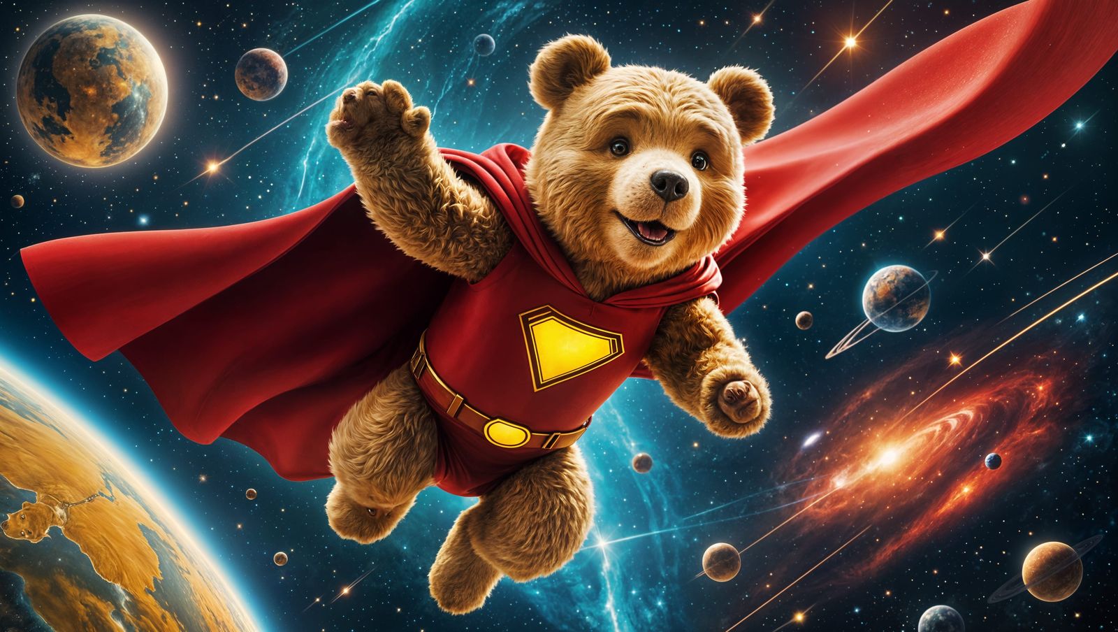 Super Ted Flies Through Space: Digital Art
