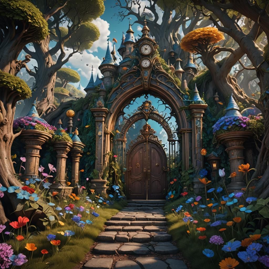 Fantastical Entrance to Wonderland: Detailed Matte Painting