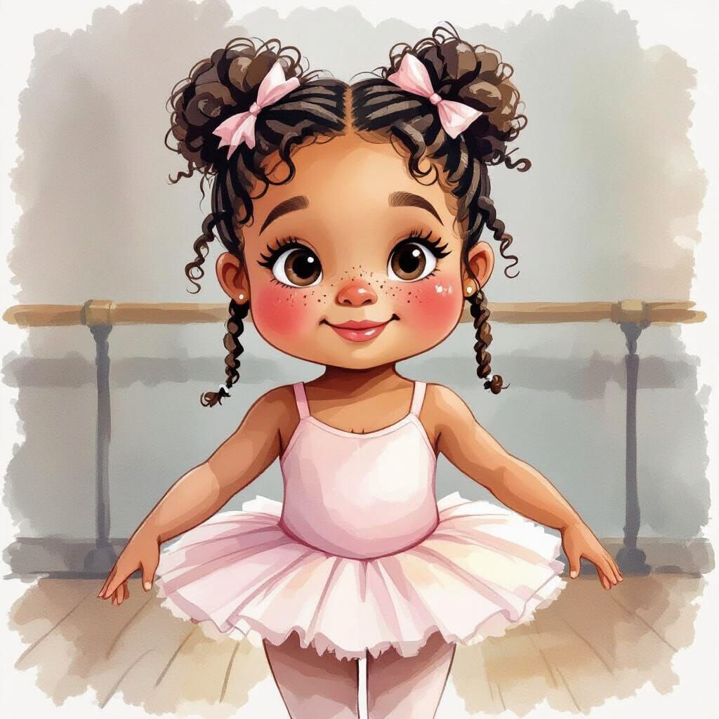 Ballet Girl: Expressive Watercolor Portrait