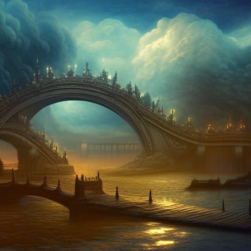 Cloud Bridge to Heaven: Fantasy Art Sunset