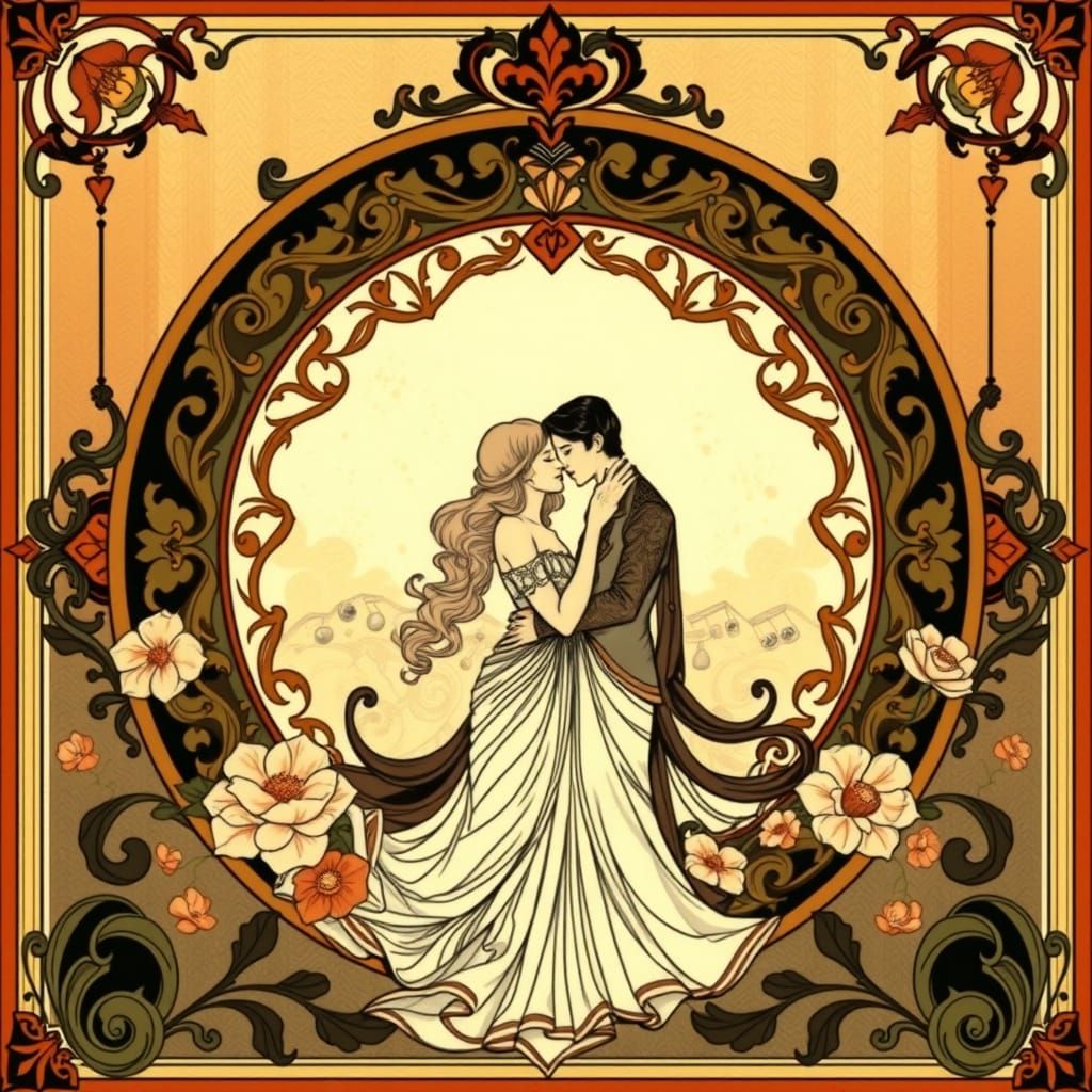 Ethereal Art Deco Romance with Intricate Details