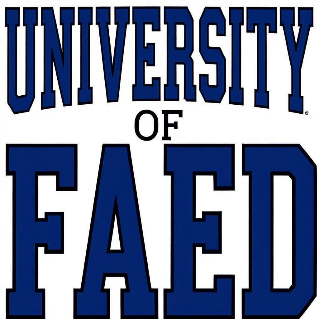 Collegiate Letters Reading University of Faded in Royal Blue