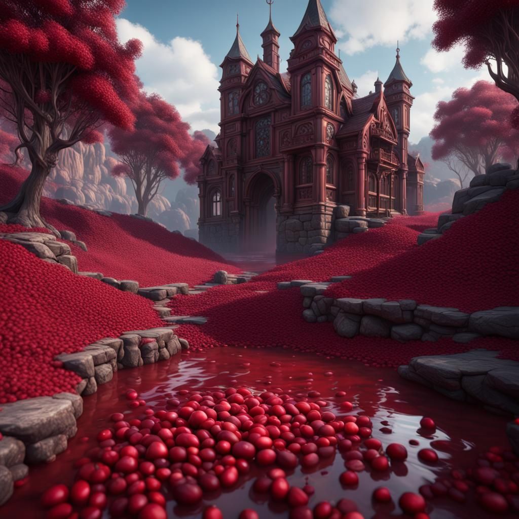 Detailed Matte Painting of a Cranberry