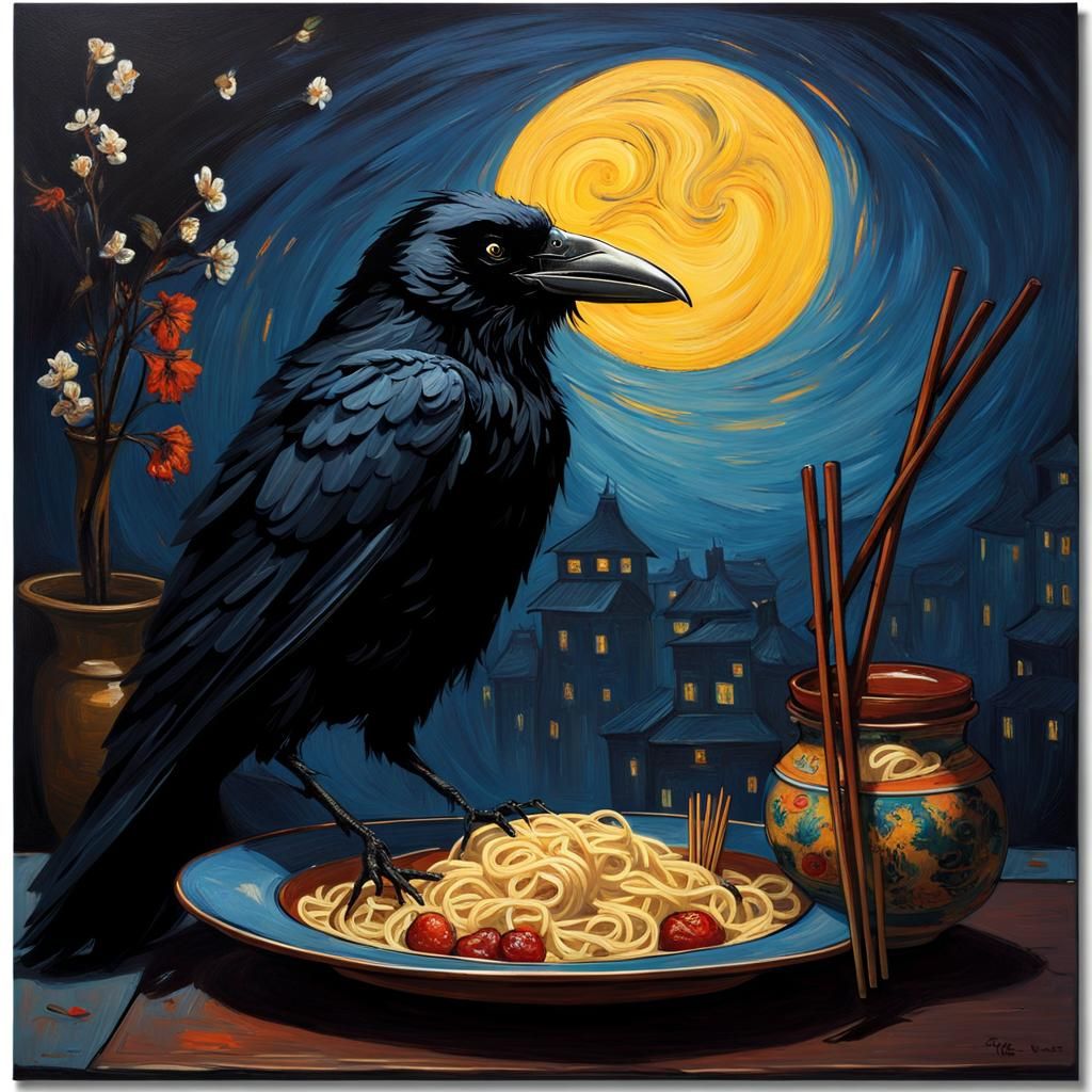 Poe at Ramen Shop in Artistic Mashup