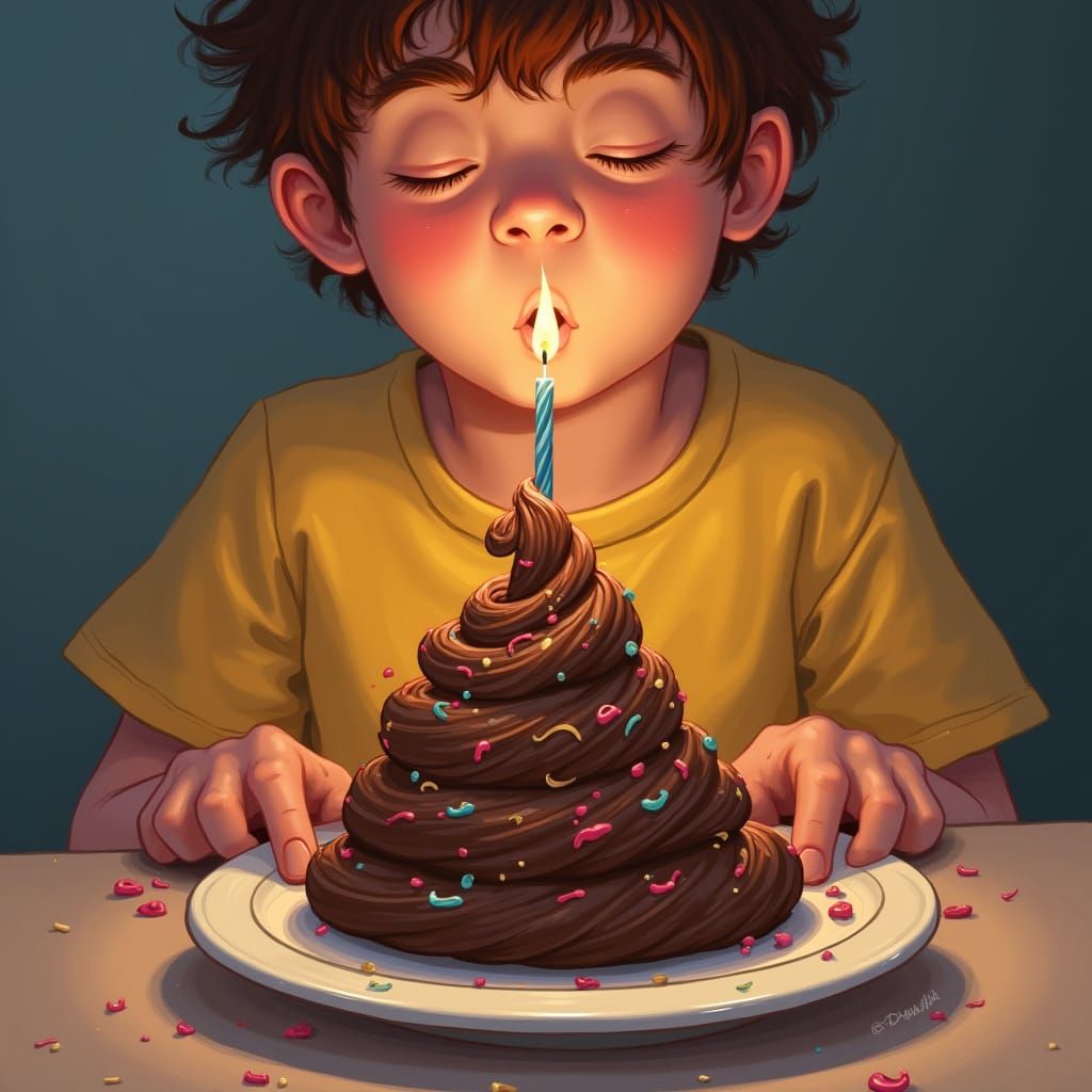 Whimsical Birthday Cake Shaped Like Poop