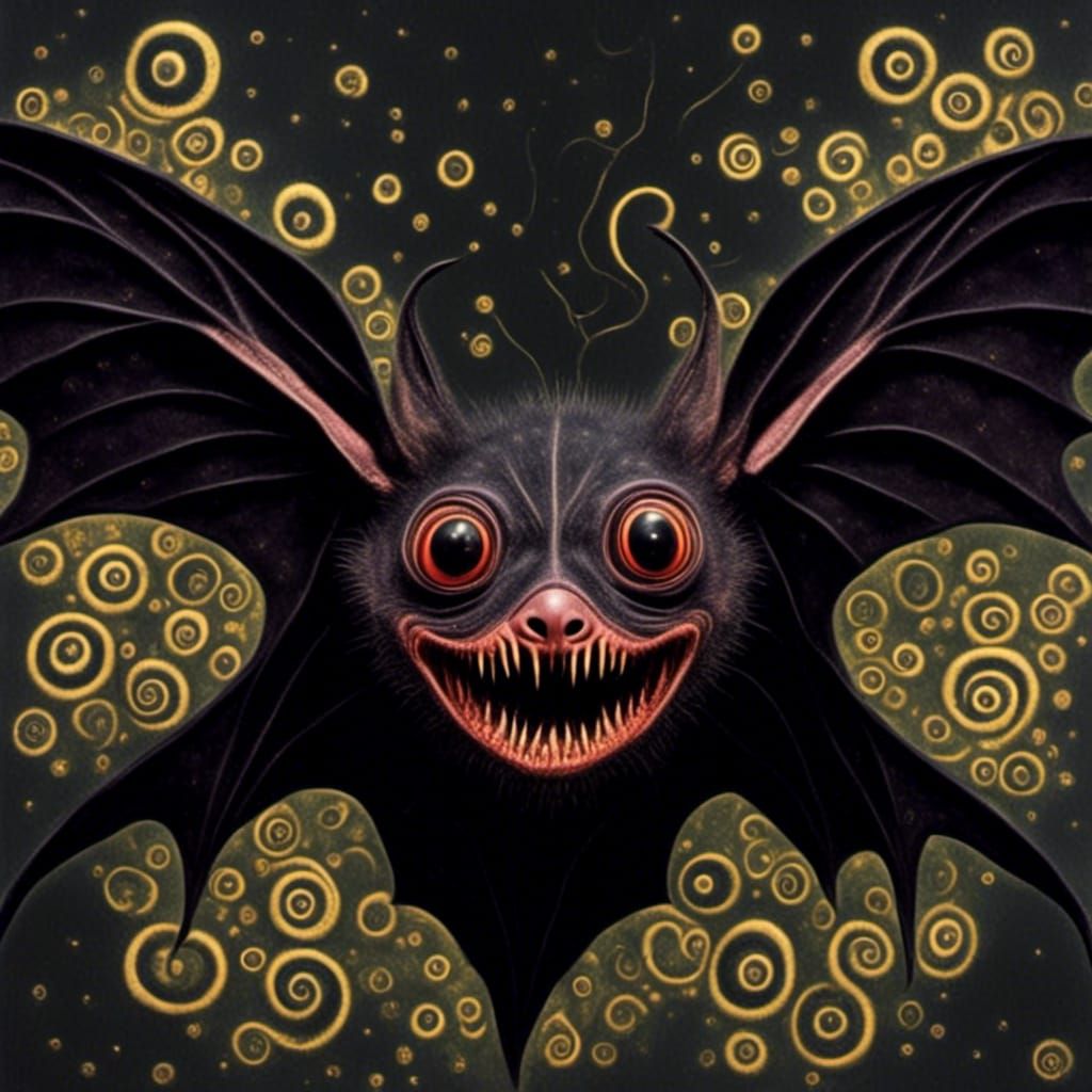 Vampire Bat with Sharp Fangs in Gothic Style
