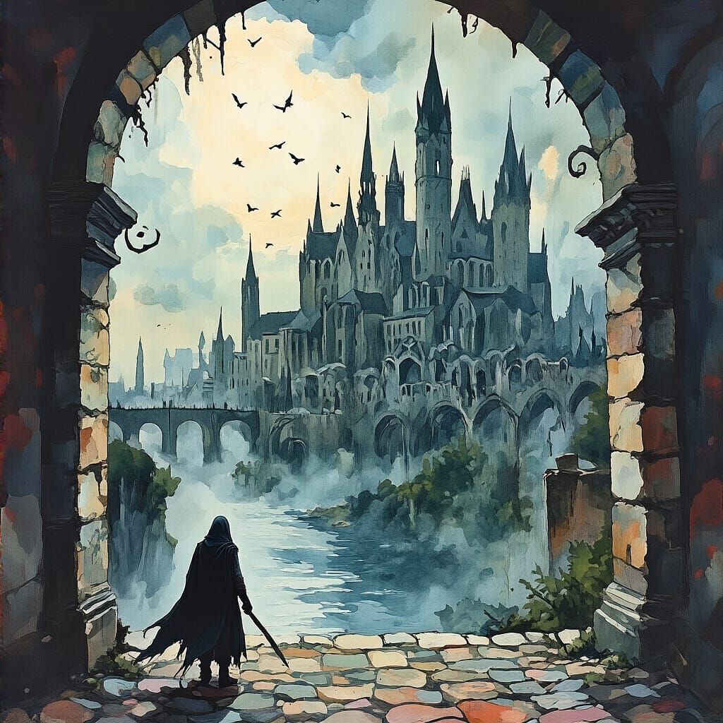 Grimdark Gouache Style Impressionist Masterpiece