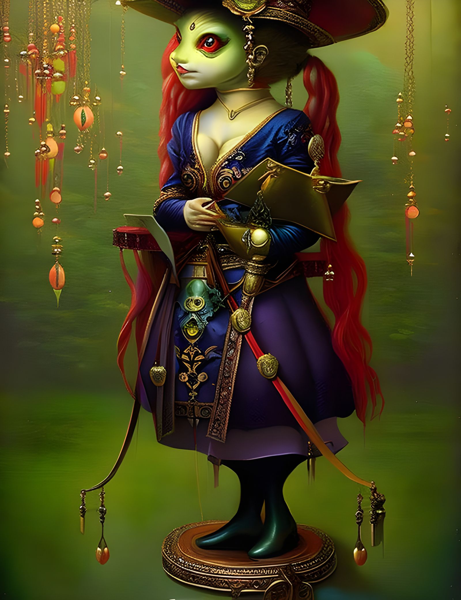 Cyberpunk Frog Artist Painting: Detailed Digital Art