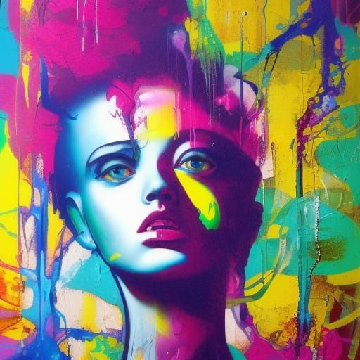 AI Graffiti Art in Colorful Polychromatic Style