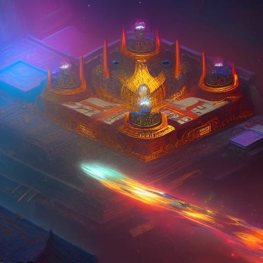 AI Robot CEO in Gold Tuk-Tuk Galaxy Art