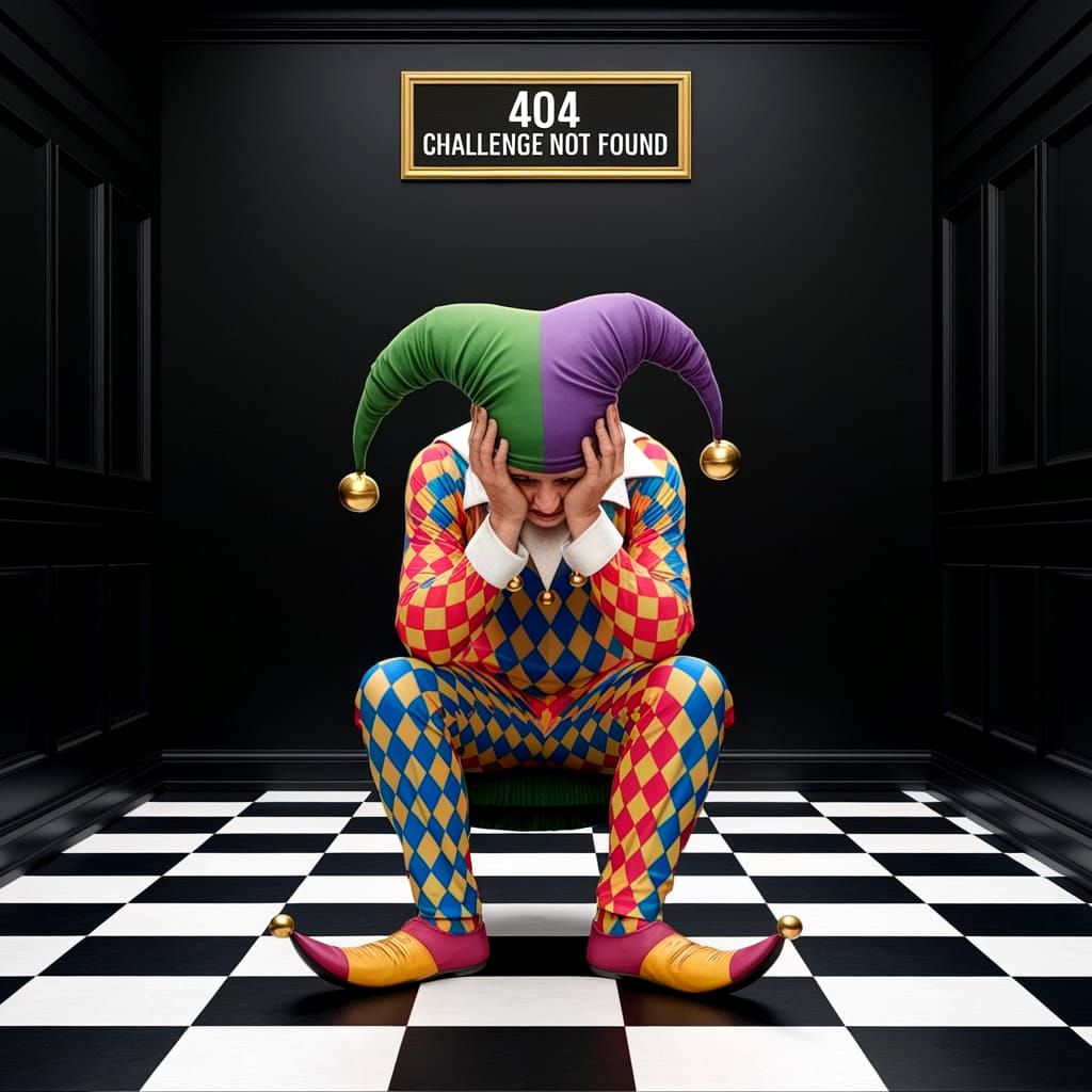 Surrealistic Jester in Despair, Inspired by Beksiński's Dark...