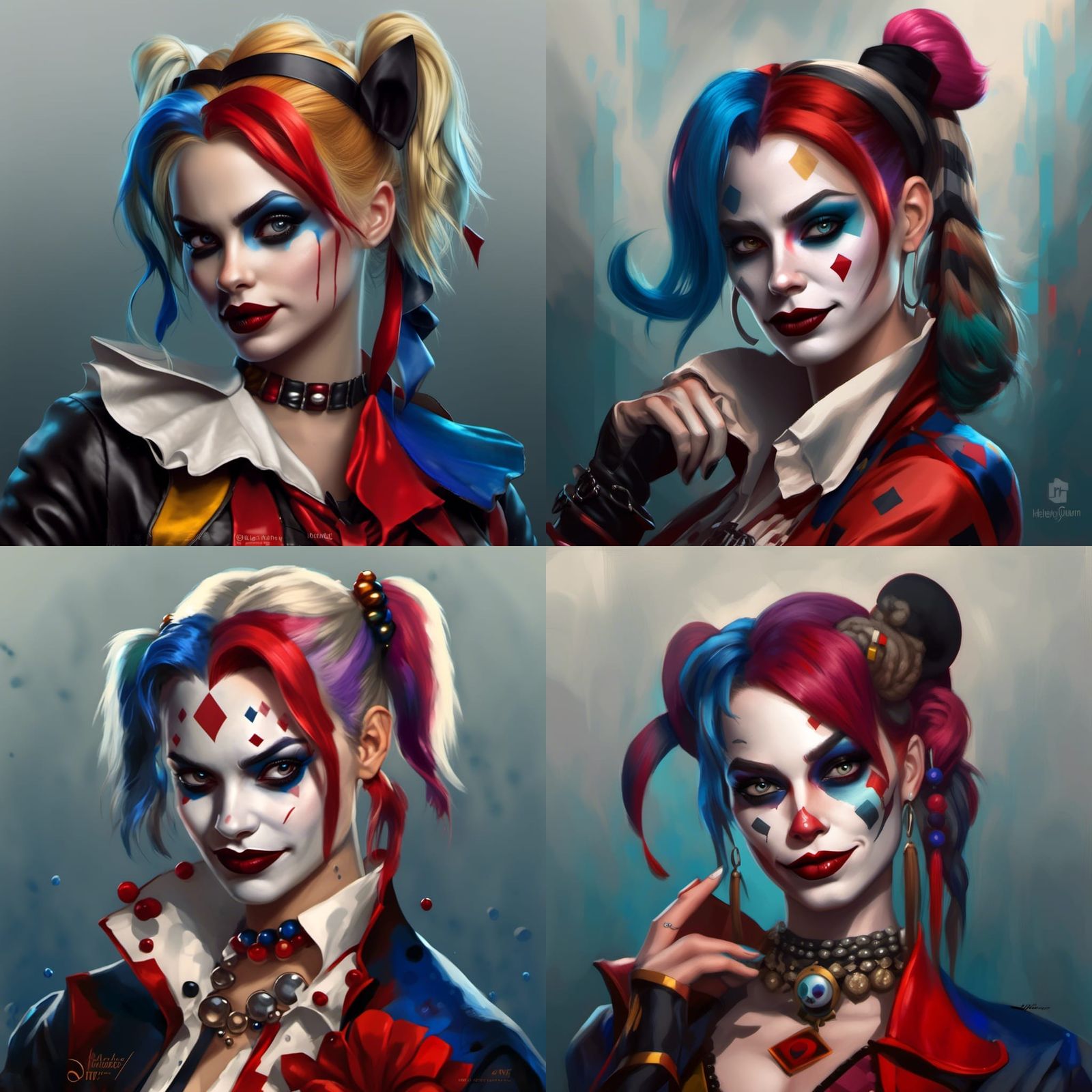 Harley Quinn Portrait in Hyperdetailed Digital Art Style