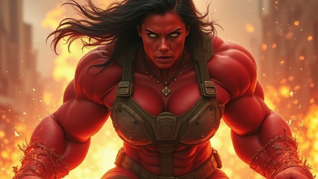 Red She-Hulk: Hyperrealistic Cinematic Portrait