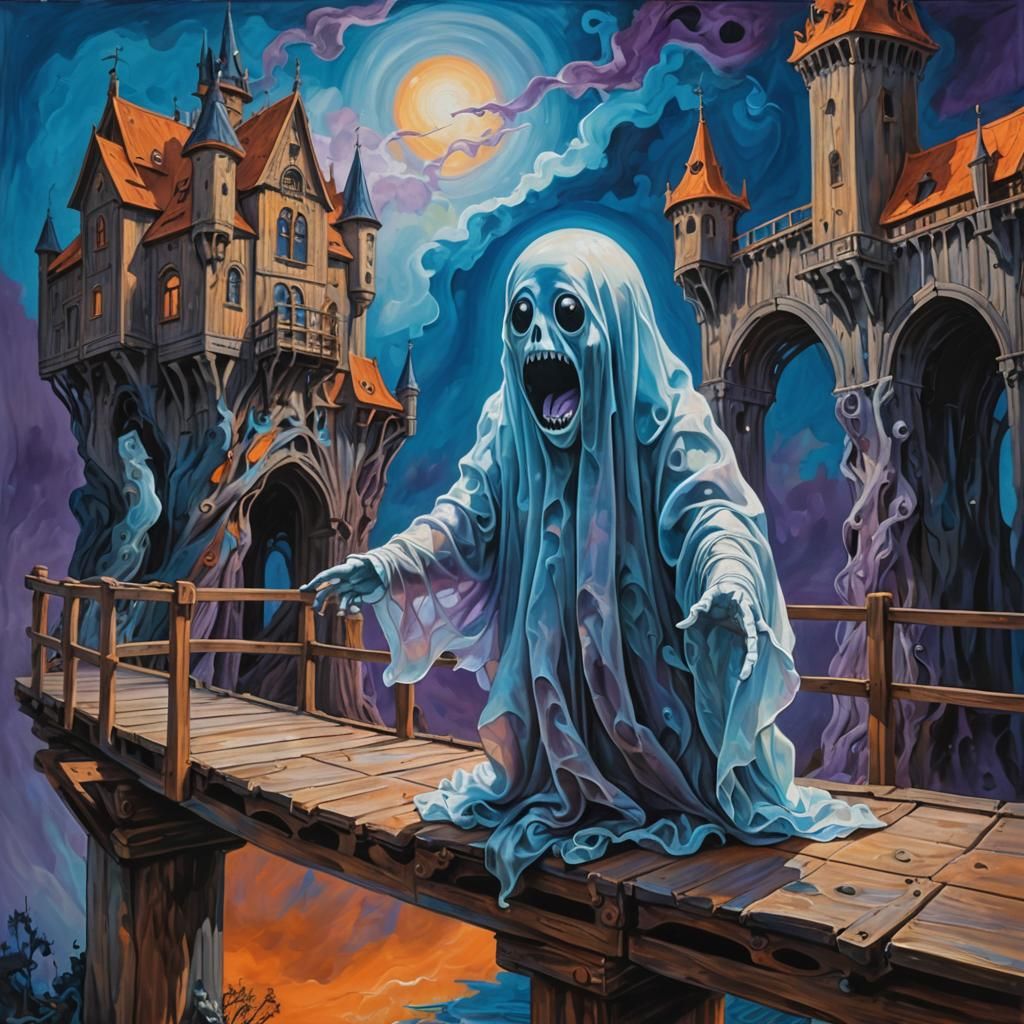 Surreal Ghost Screaming Silently in a Dreamscape