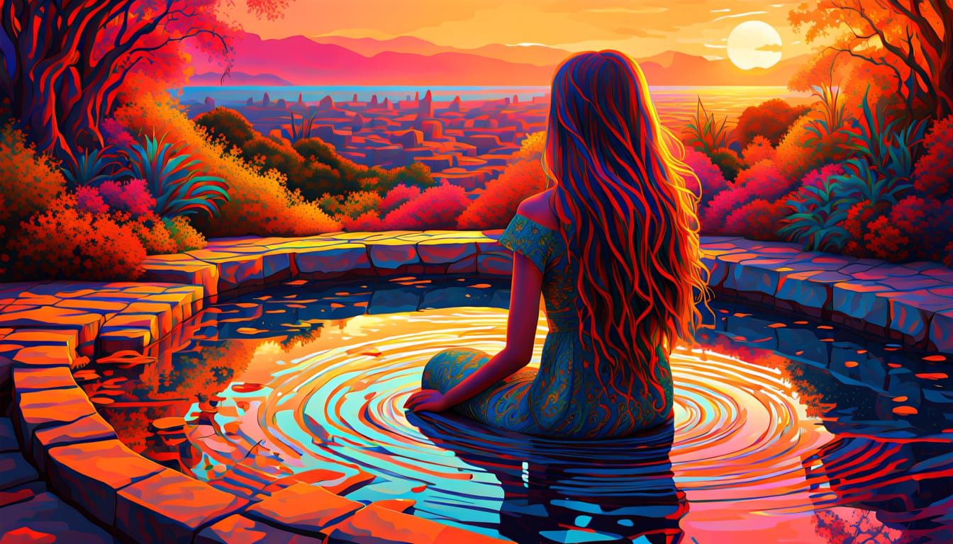 Surreal Woman Embarks on Mystical Journey in Dreamlike Lands...