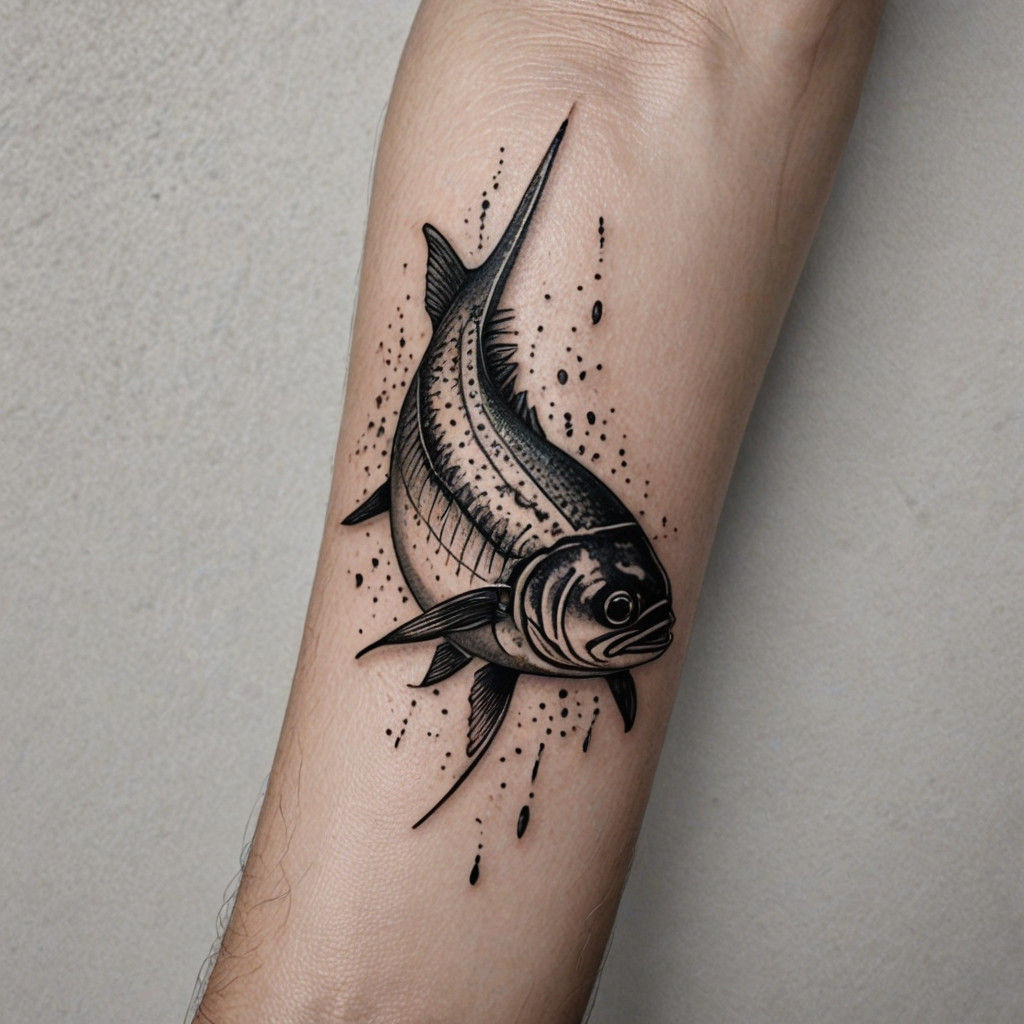Elegant Line Art Sardine Tattoo