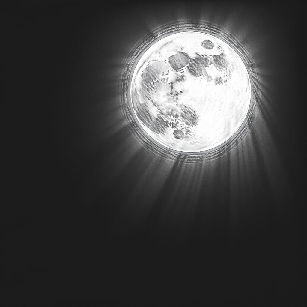 Dramatic Charcoal Moon with Ethereal Lighting