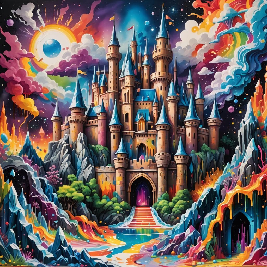 Epic Crystal Castle Pop-Up Book in Graffiti Art
