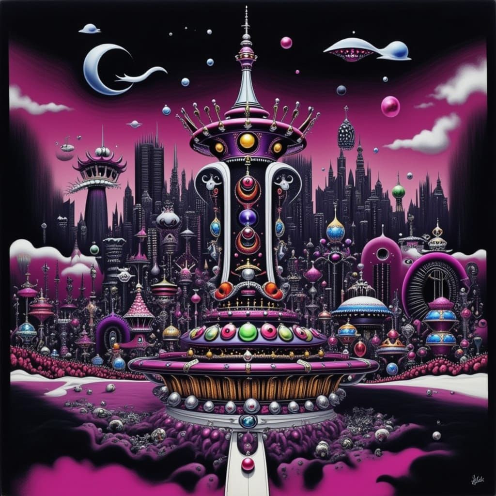 Neon Retro-Futuristic Cityscape at Night