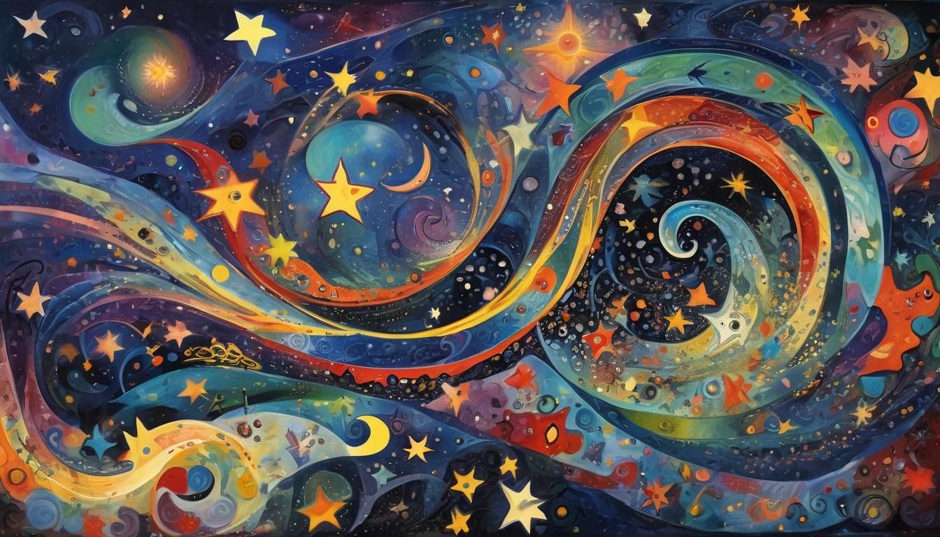 Psychedelic Stars in Abstract Expressionist Style