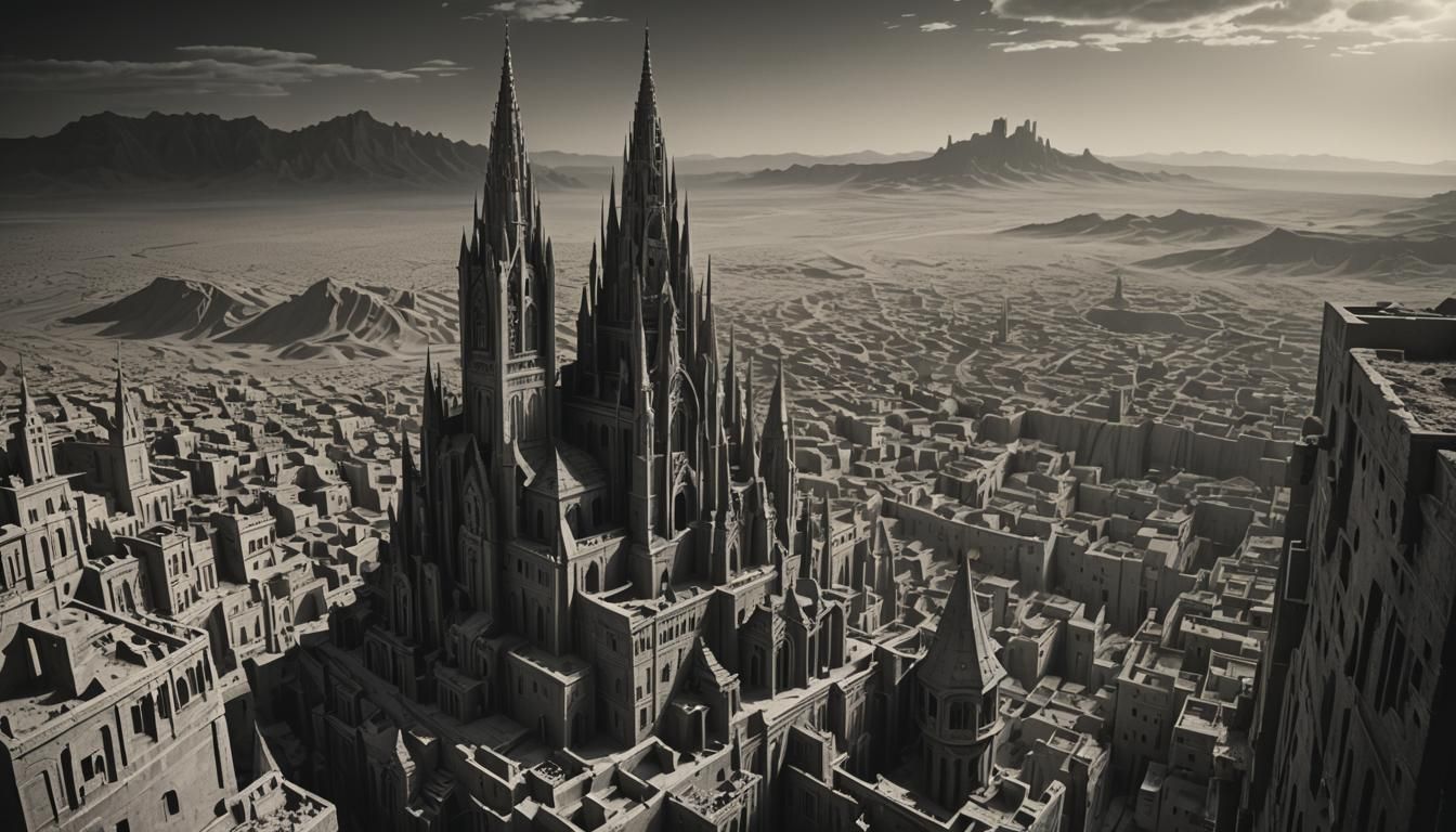 Surreal Cityscape with Impossible Geometry