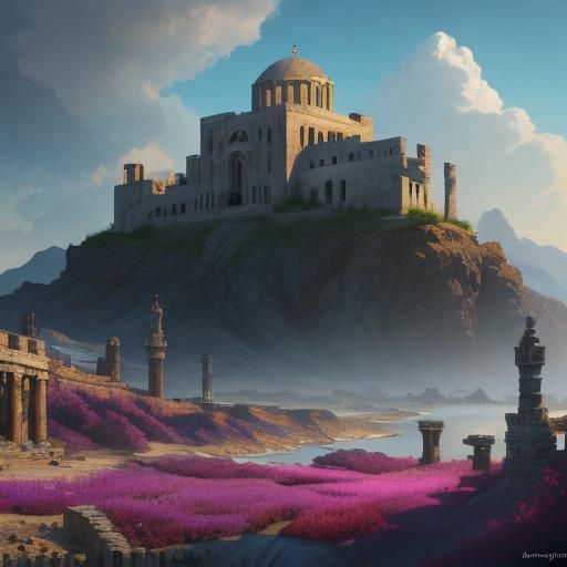 Greek Schlangenmenschen Matte Painting in Deep Color