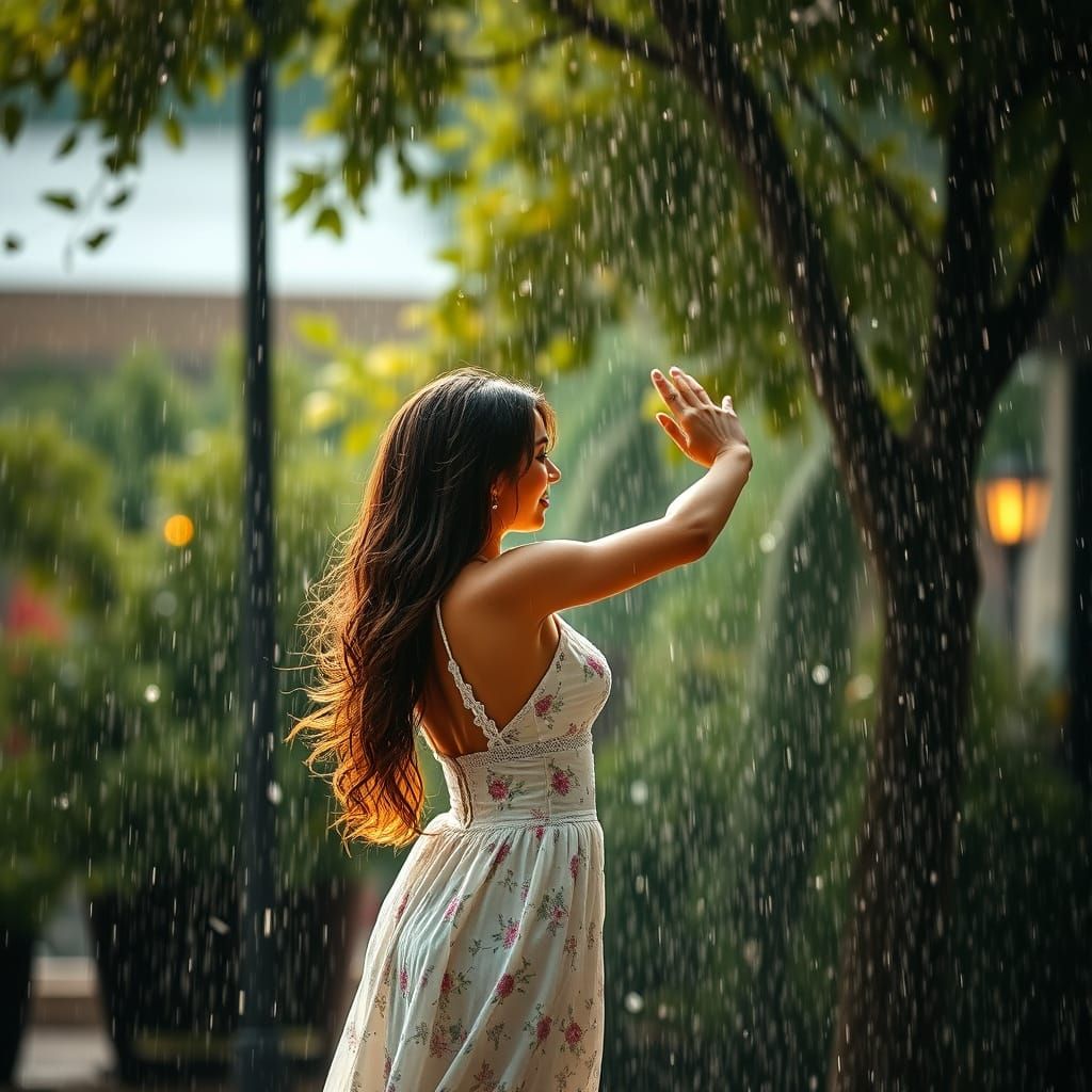 Couple Dancing Joyfully in Summer Rain
