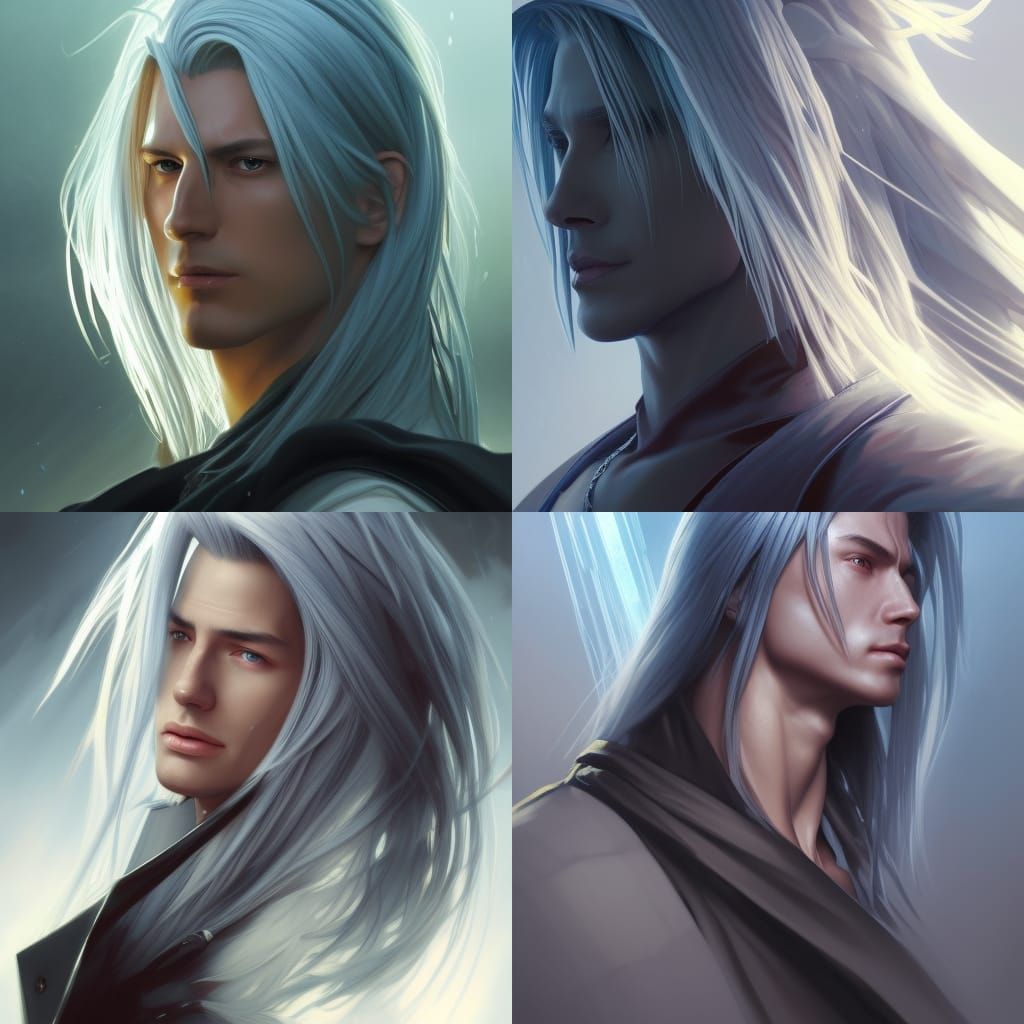 Detailed Portrait of Sephiroth in Art Nouveau Style